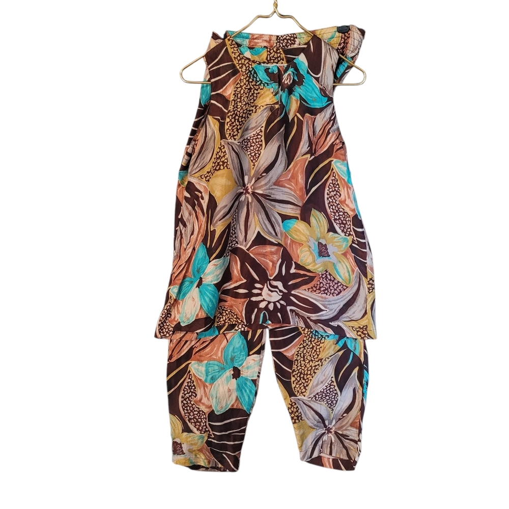 Michael Seroy vintage 2 piece 100% silk top & pants  - M.       Y37